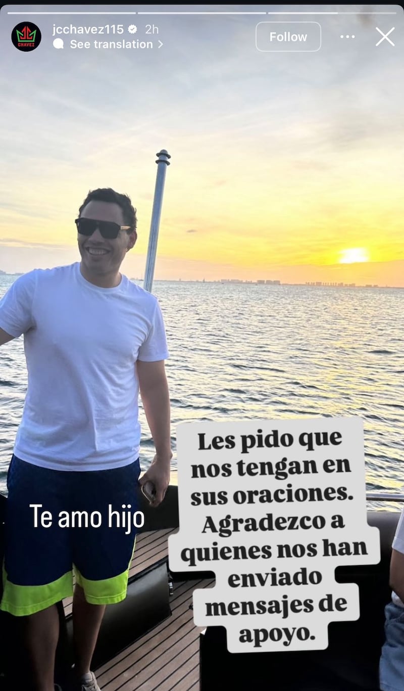 JC Chávez . pide orar por su hijo.