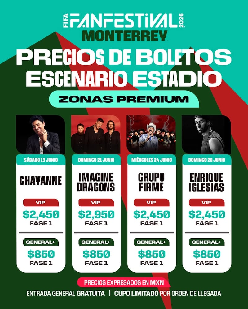 La venta de boletos comenzará este 21 de mayo.