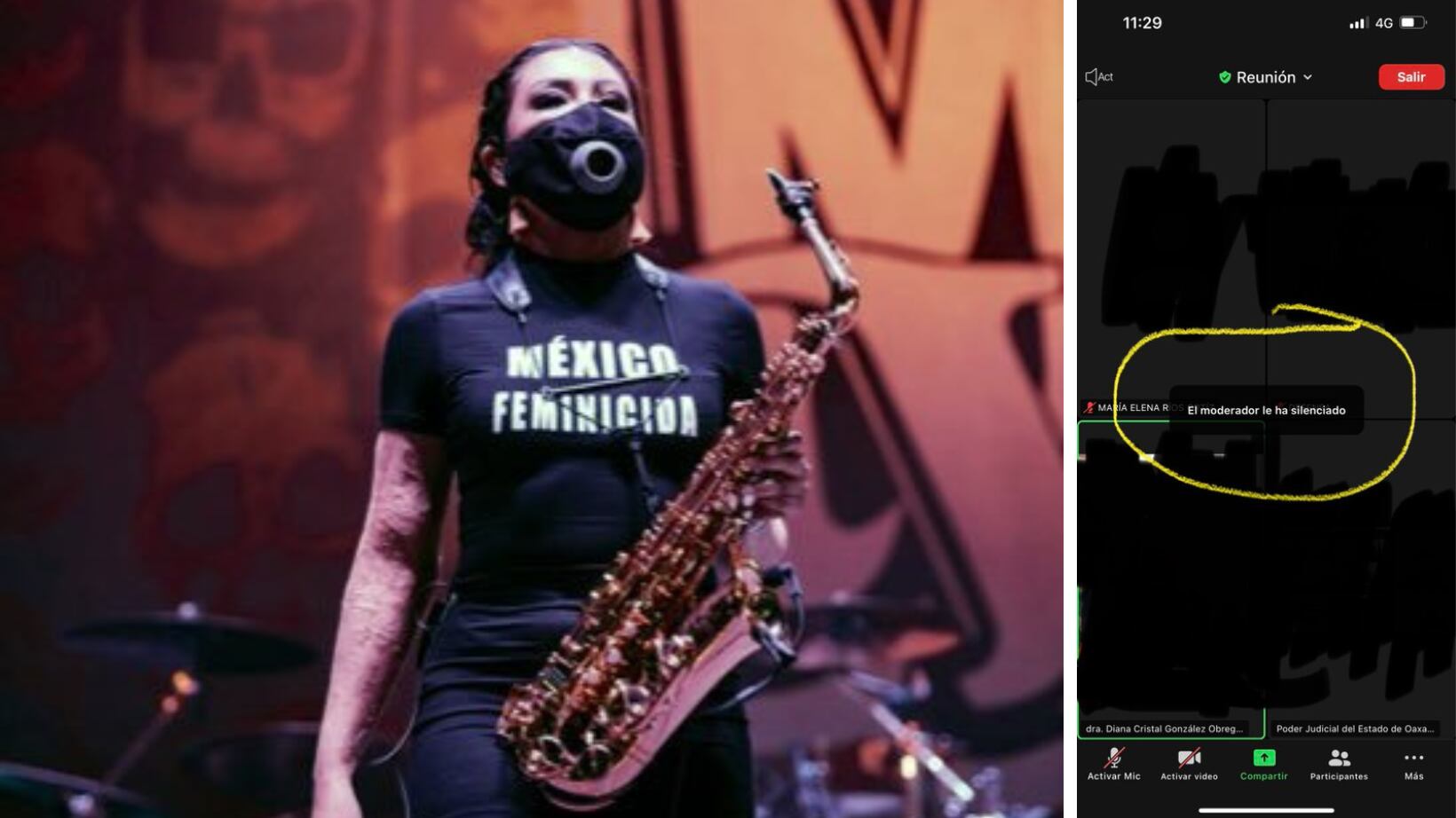 La saxofonista oaxaqueña María Elena Ríos Ortiz denunció que durante la audiencia celebrada este miércoles de manera virtual contra el expriista Juan Antonio Vera Carrizal.