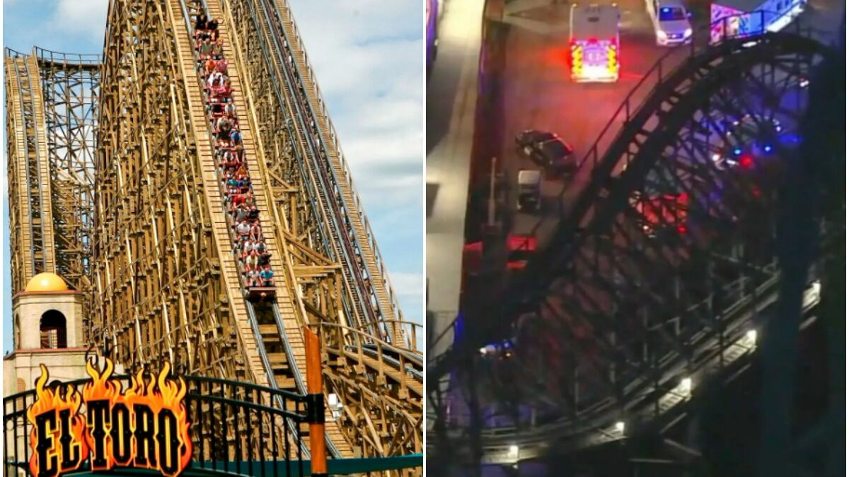 Varias personas sufrieron heridas y cinco fueron hospitalizadas después de que una montaña rusa de Six Flags Great Adventure, en Nueva Jersey, funcionara mal al final del recorrido, según informó el parque de atracciones. Foto: Especial
