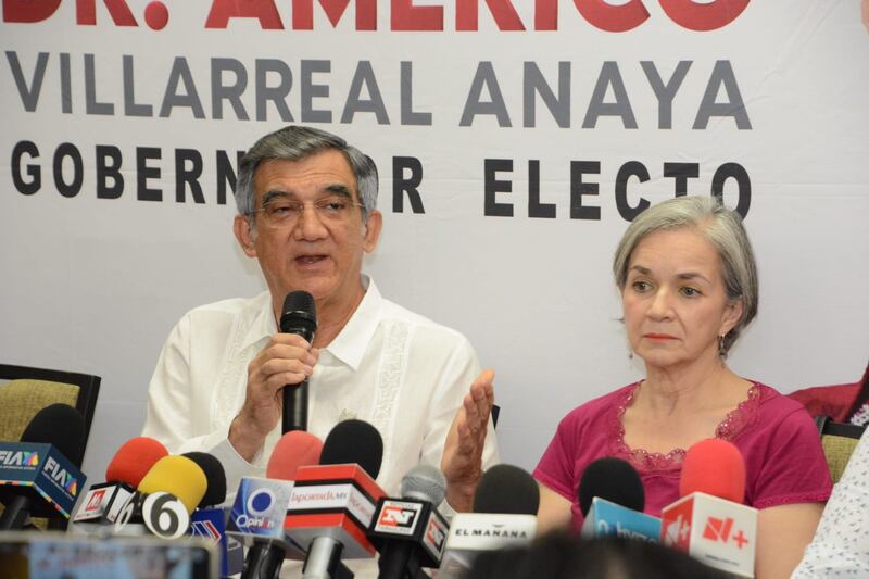 Américo Villarreal, gobernador electo de Tamaulipas durante una conferencia de prensa este 21 de septiembre.