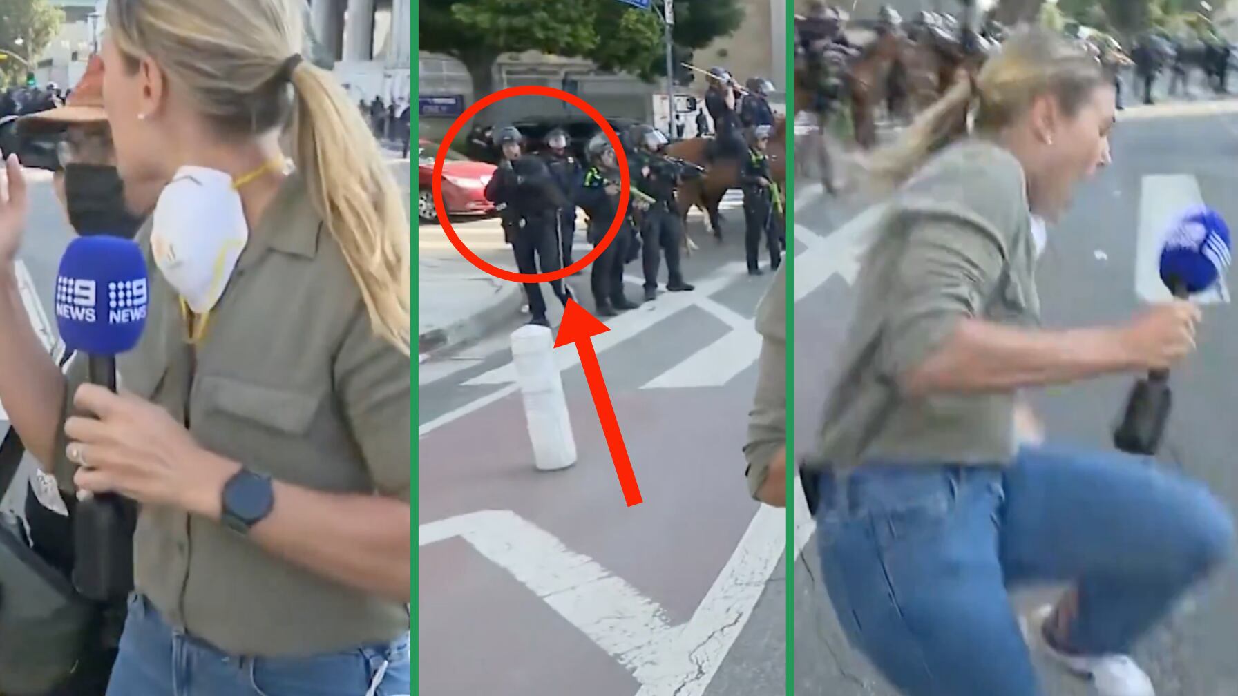 Las imágenes muestran el momento exacto en que un agente policial apunta y dispara contra la reportera australiana.