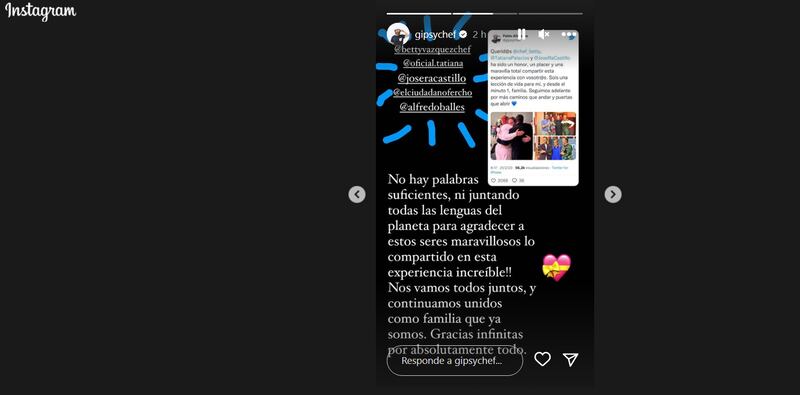 Mensaje del chef español