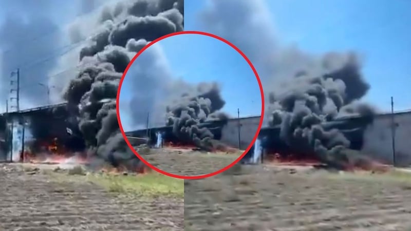 VIDEO: Pipa de combustible impacta contra tren y desata incendio en El Marqués