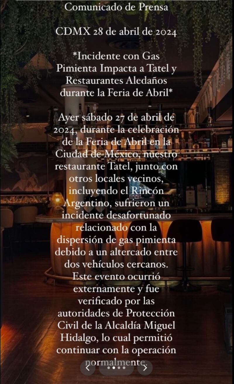 ¿Qué ocurrió en celebración de la Feria de Abril en el restaurante Tatel?