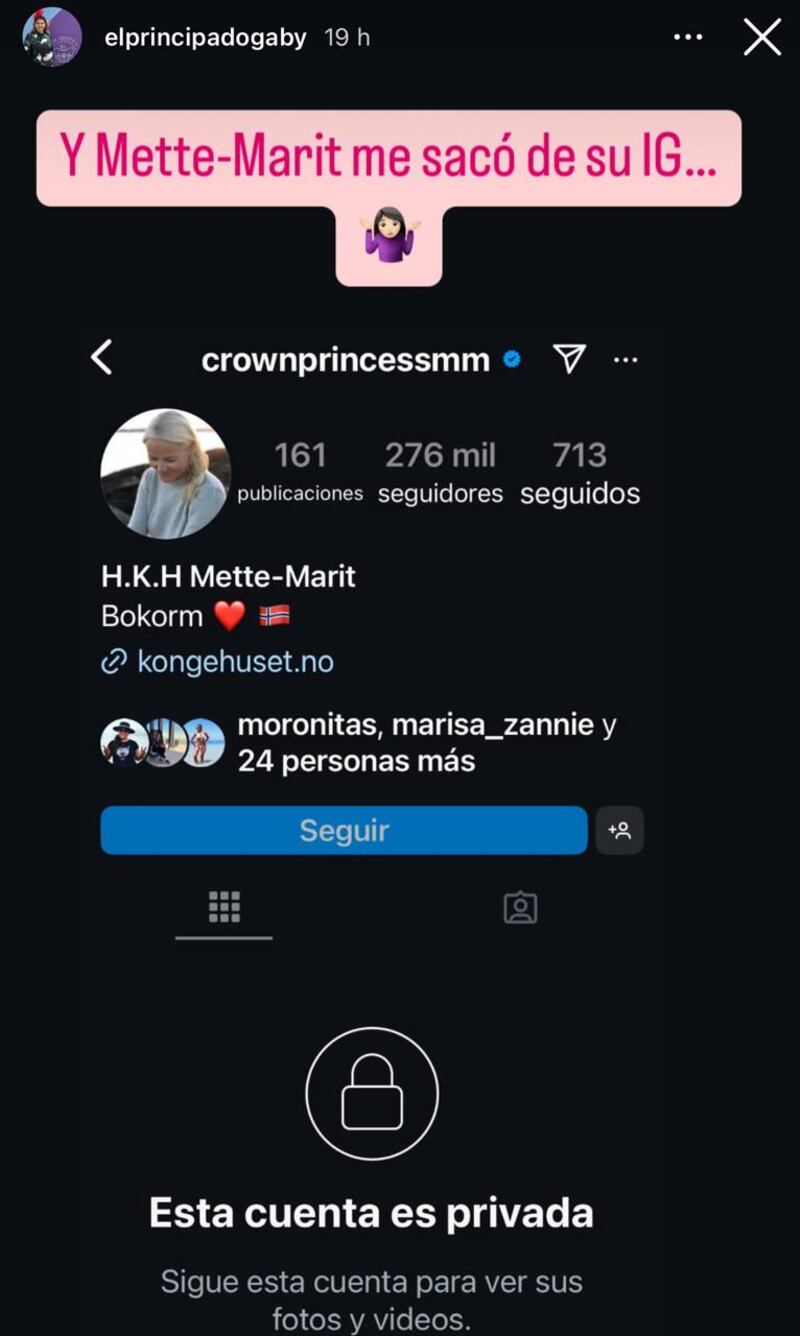 Mette-Marit de Noruega elimina de sus redes a Gabriela Morales Casas tras comentarios sobre un caso de violación relacionado con su hijo