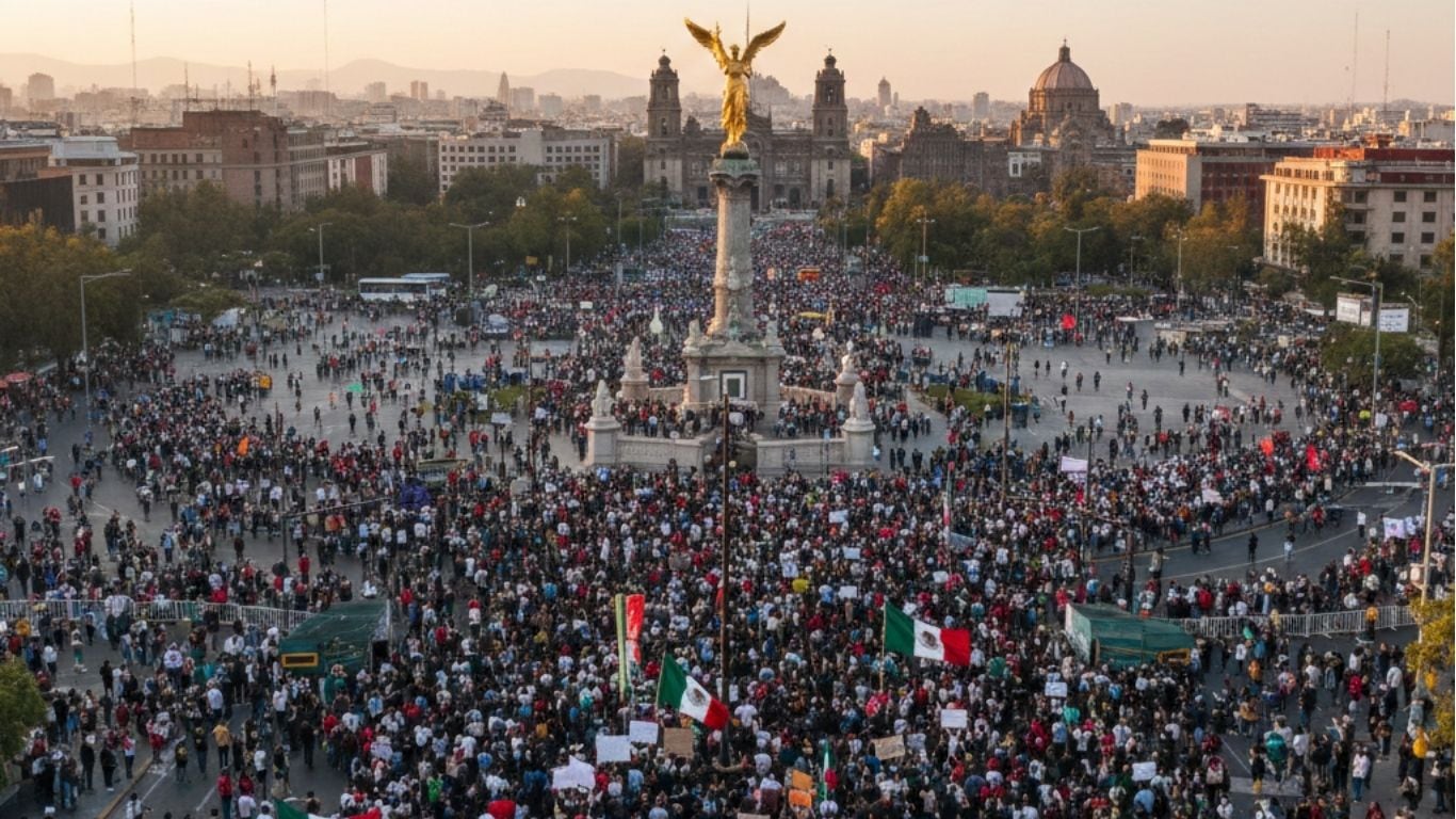 Marcha en el Ángel de la Independencia