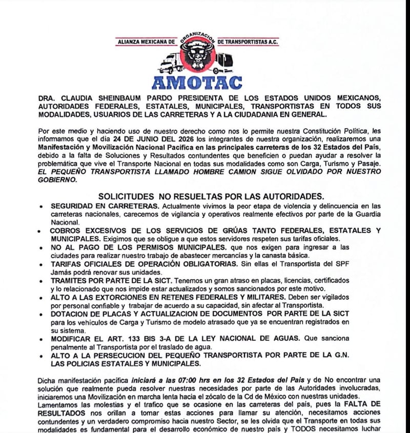AMOTAC paro nacional