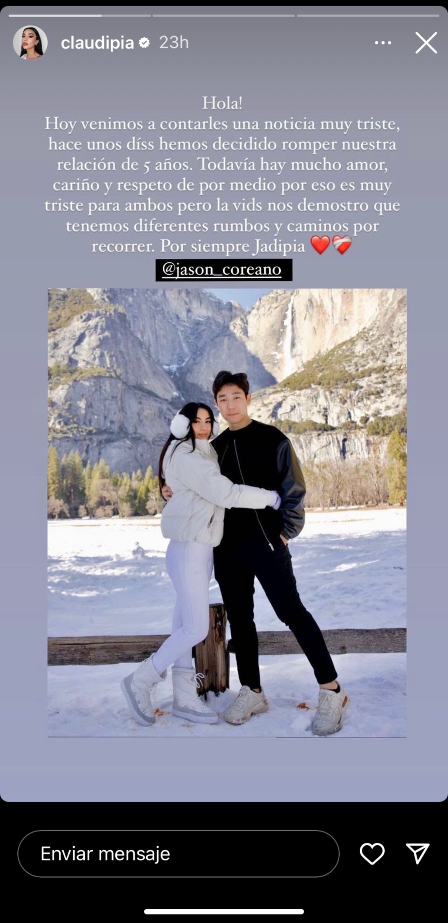 Claudipia y su novio Jason terminan su relación Publimetro México