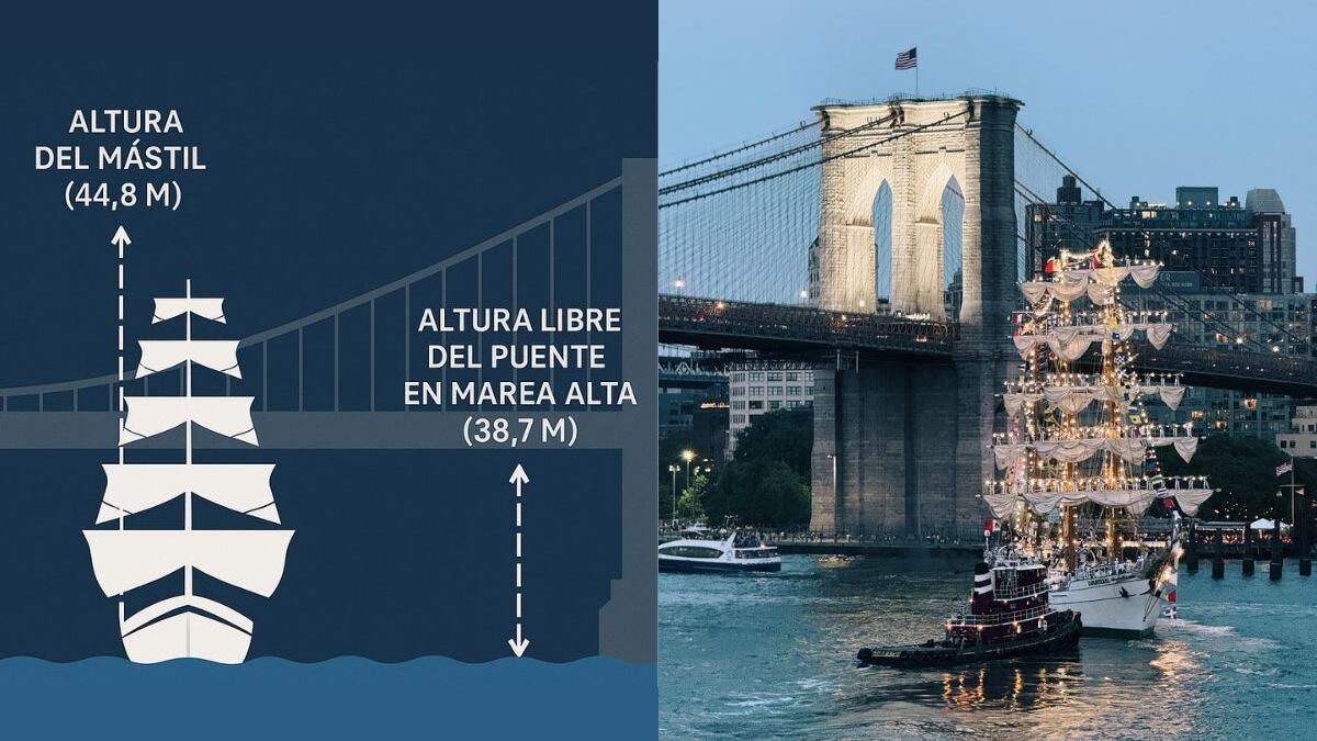 Exponen posible causa del choque del buque mexicano Cuauhtémoc contra el puente de Brooklyn