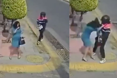 A cachazos le roban bolso a una mujer en Ecatepec; los asaltantes huyeron en motocicleta