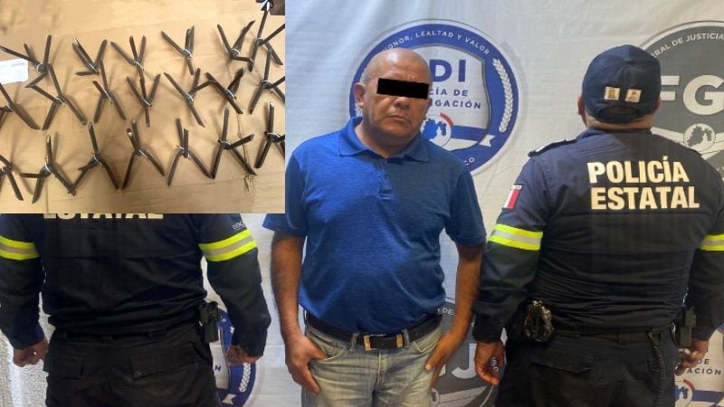 Hombre detenido con poncha llantas y radio para halconear en el Edomex