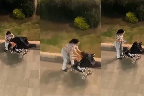 “¡Ahí te quedas!” Mujer empuja agresivamente a bebé en San Luis Potosí
