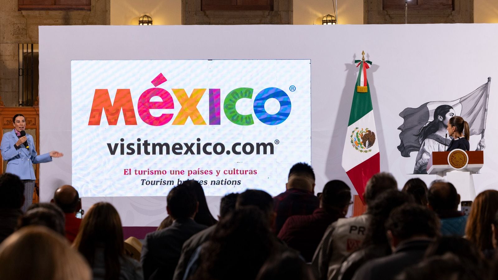La secretaria de Turismo, Josefina Rodríguez Zamora, anunció que, como parte del Plan México, la meta es que, en los siguientes años, el país se convierta en el quinto lugar más visitado del mundo