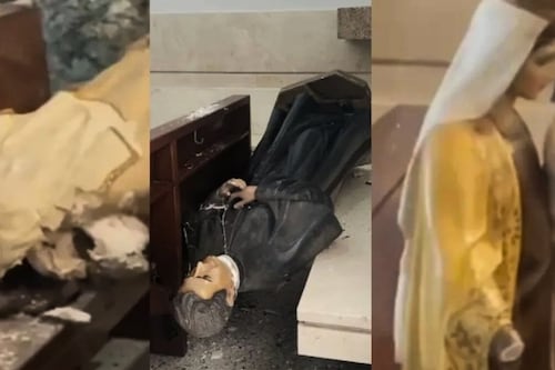 Hombre se dice enviado de la Santa Muerte y destroza imágenes religiosas en iglesia de Culiacán, Sinaloa