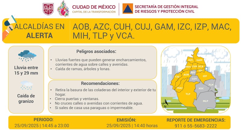CDMX Alerta lluvias