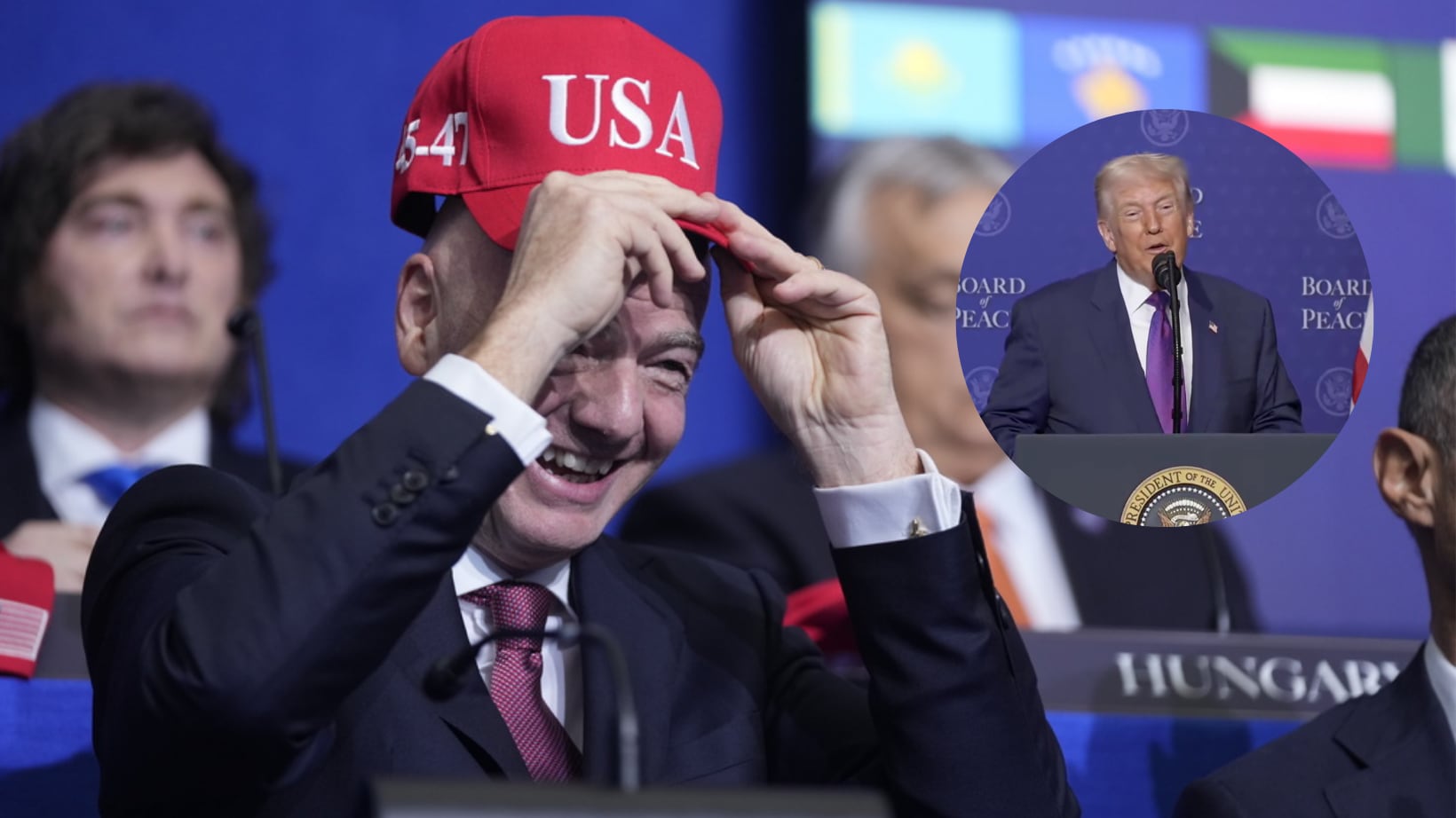 Infantino y Trump presumieron su amistad en la Junta de la Paz.