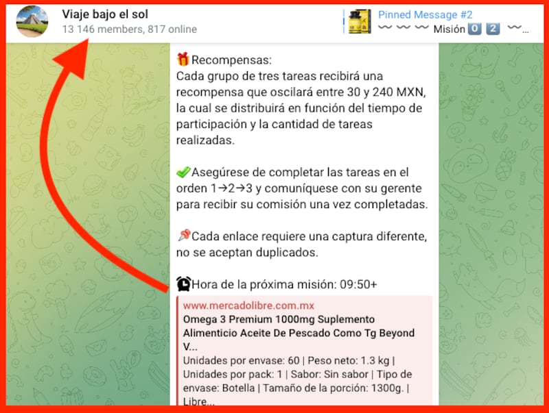 Los mensajes en Telegram muestran redacción automática, lo que refuerza la hipótesis de una operación internacional.