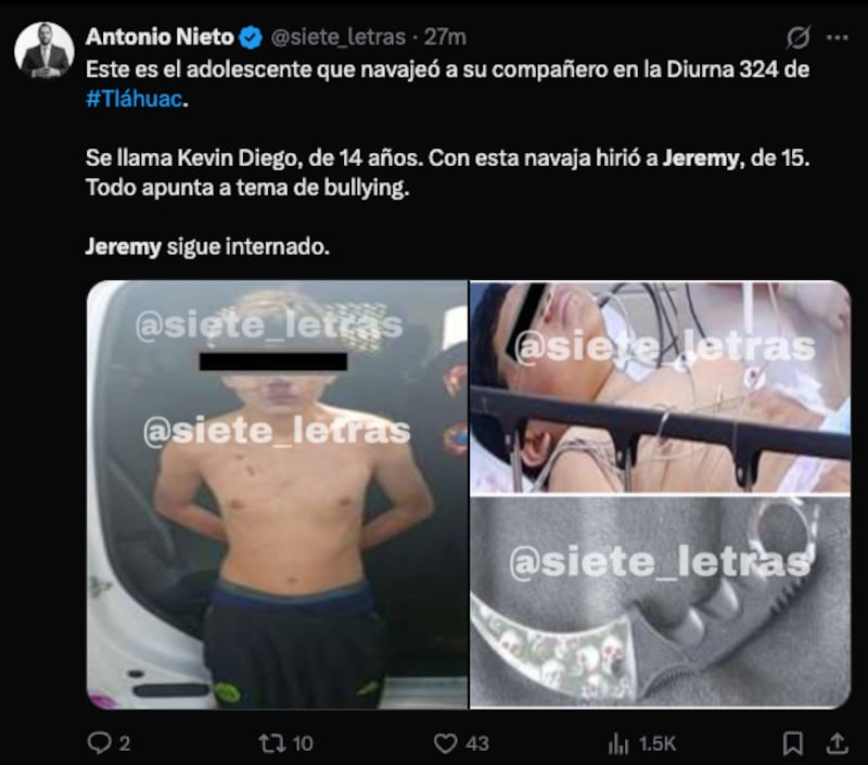 Adolescente apuñala a su amigo en Tláhuac