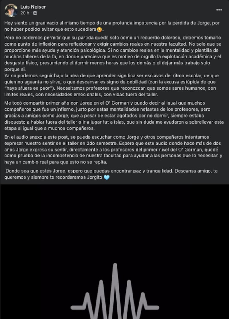 Audio filtrado en el grupo de la Facultad de Arquitectura en Facebook