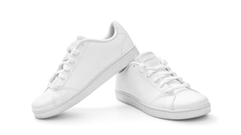 Full white sneakers on white background, including clipping path