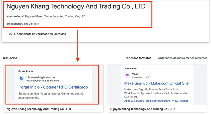 Google Ads permite anuncios fraudulentos de trámites oficiales.