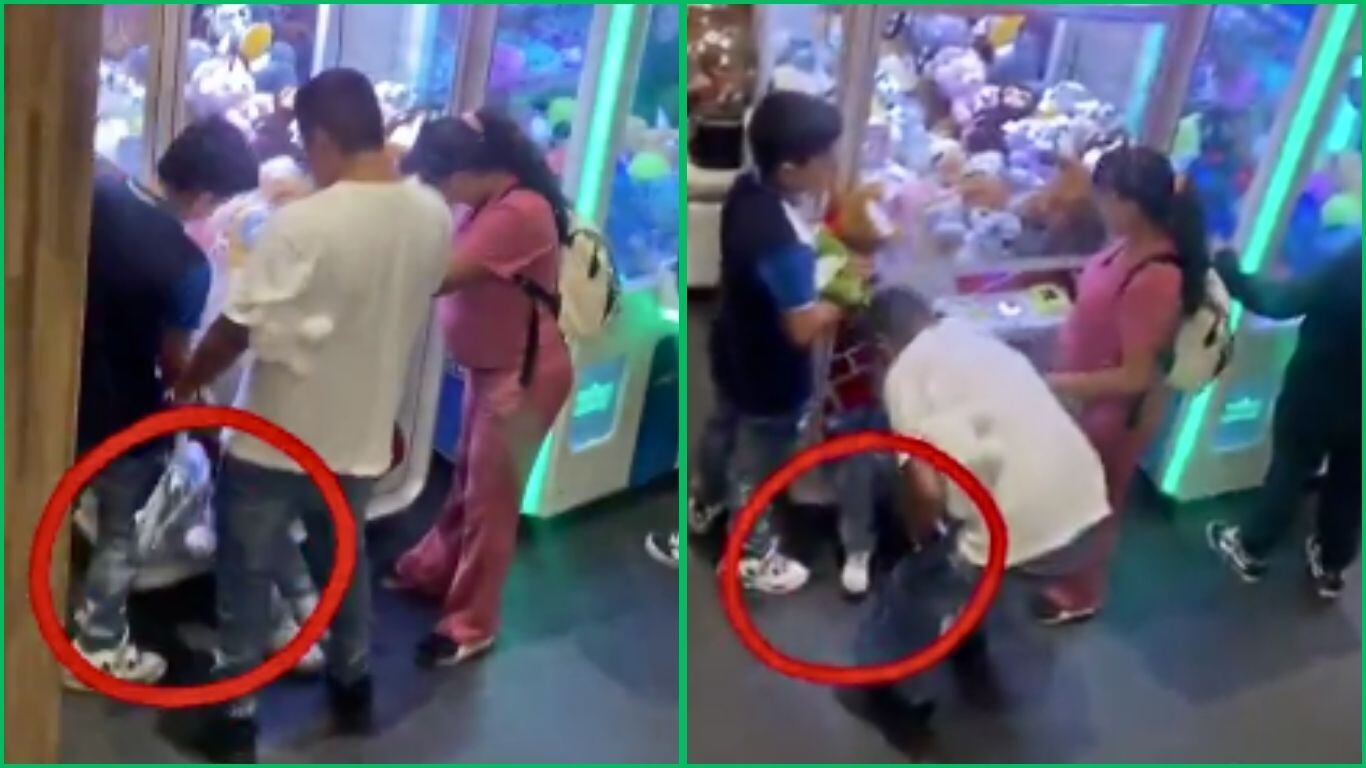 Embarazada usa a su hija para robar en máquina de peluches