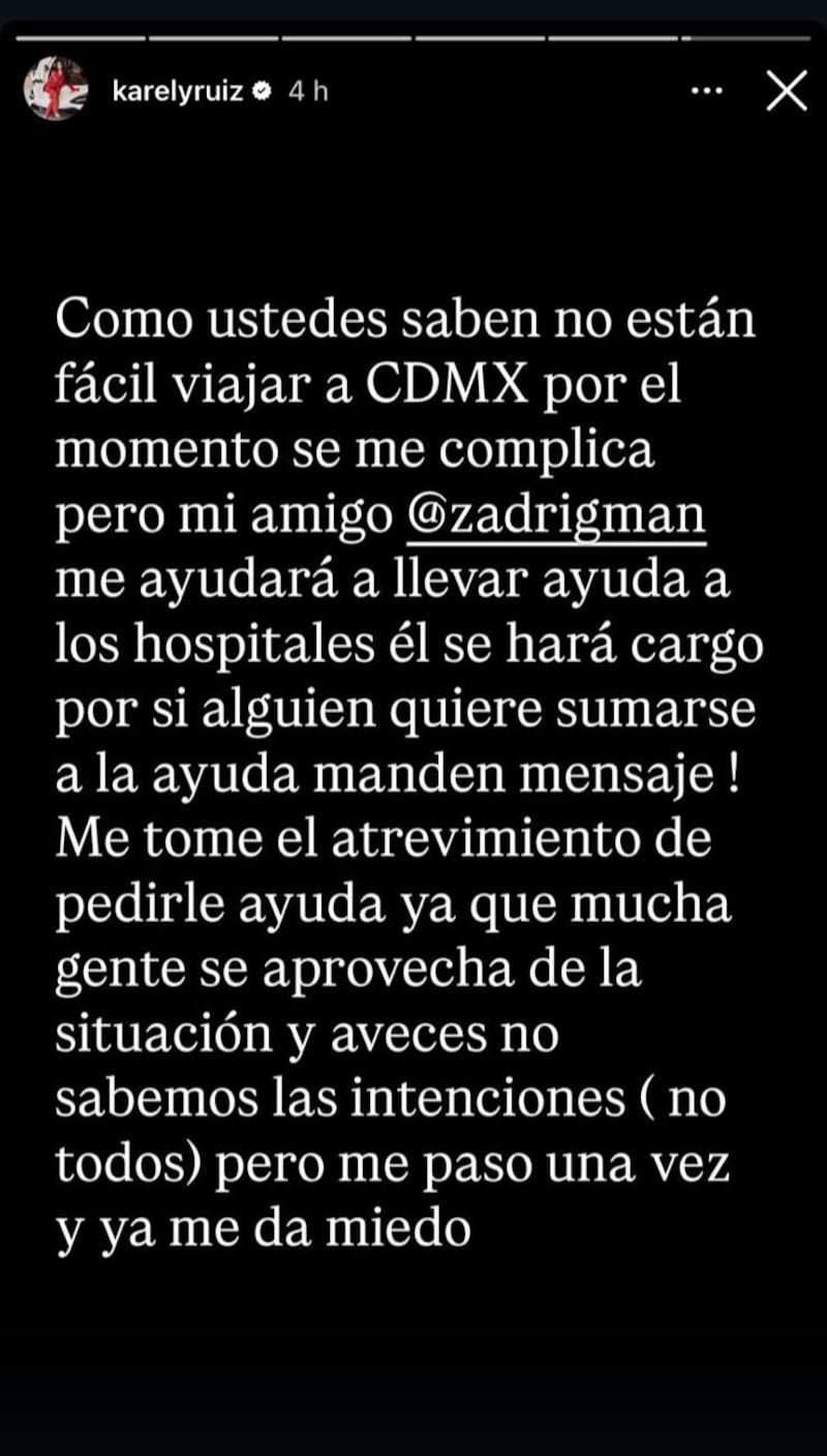 Historias de Karely Ruiz en Instagram