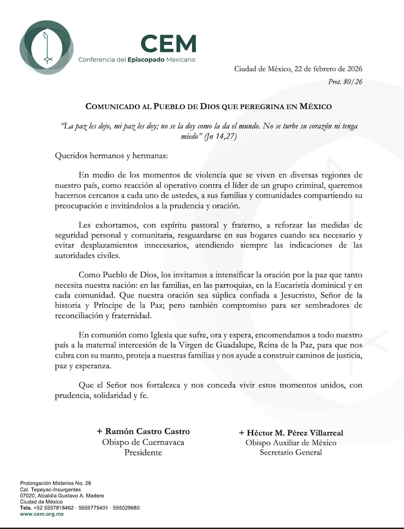 CEM comunicado Mencho