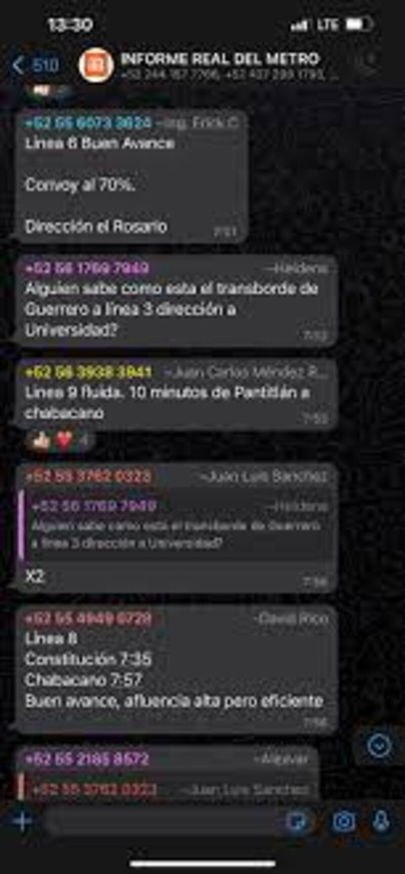 WhastApp Metro Informe Real