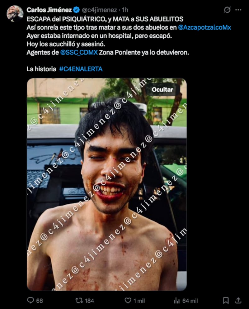 Post del periodista Carlos Jiménez en X