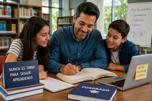 Padres vuelven a estudiar y lanzan una lección contundente a sus hijos: rendirse no es opción