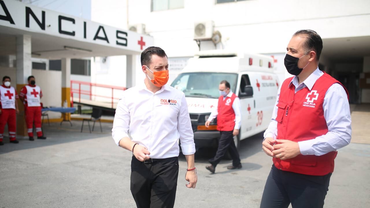 El candidato emecista visitó la Cruz Roja