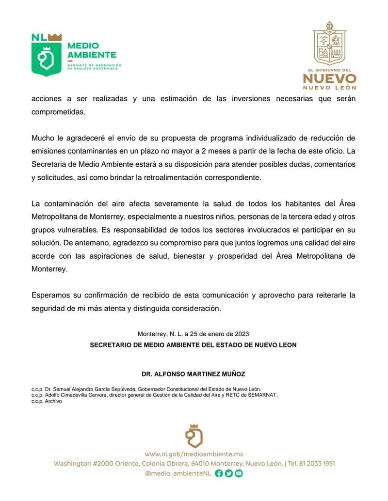 Parte dos del oficio de emplazamiento.