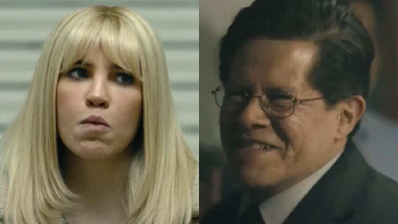 Belinda como Paola durante y Jorge Zárate como el Procurador Villarreal