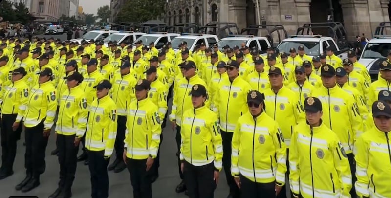 Elementos de la SSC de la CDMX en el Centro Histórico