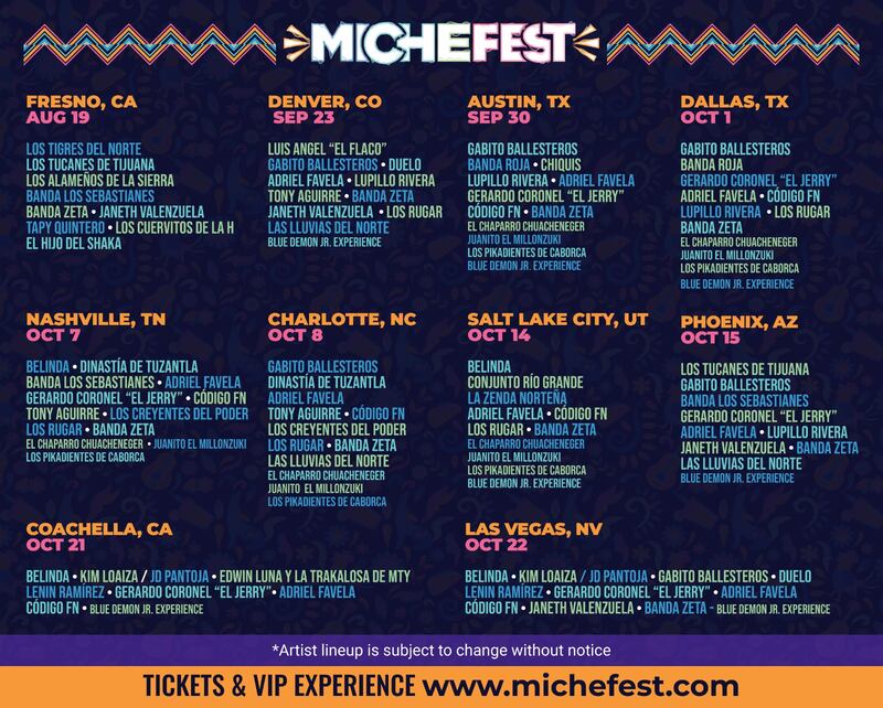 Belinda, Kim Loaiza y Adriel Favela juntos en el Michefest
