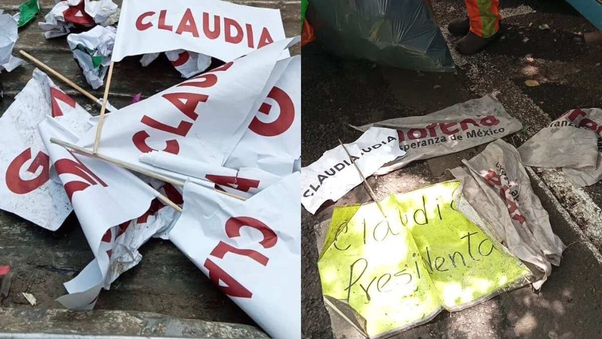 Simpatizantes de Sheinbaum dejan basura en el WTC.