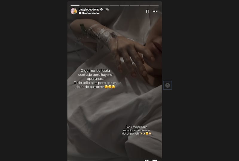 Patty López fue operada de emergencia.