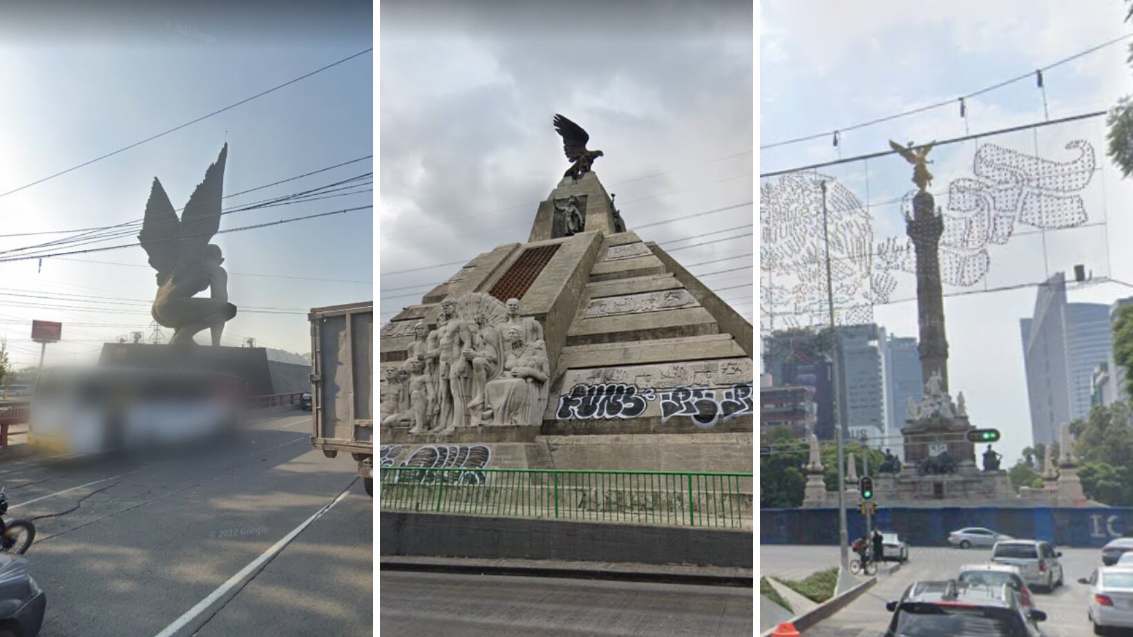 Monumentos durante el recorrido de Trudeau del AIFA al Hotel Intercontinental en su visita a México.