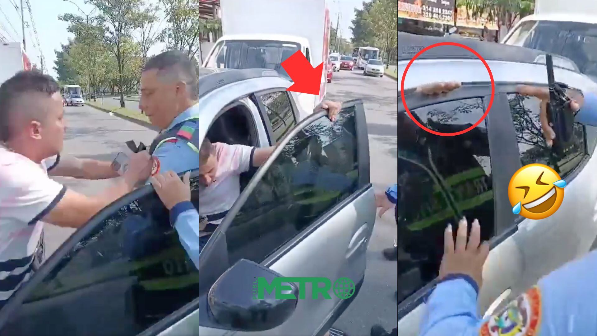 Video: Hombre se machuca los dedos con la puerta de su auto al intentar escapar de agentes de tránsito