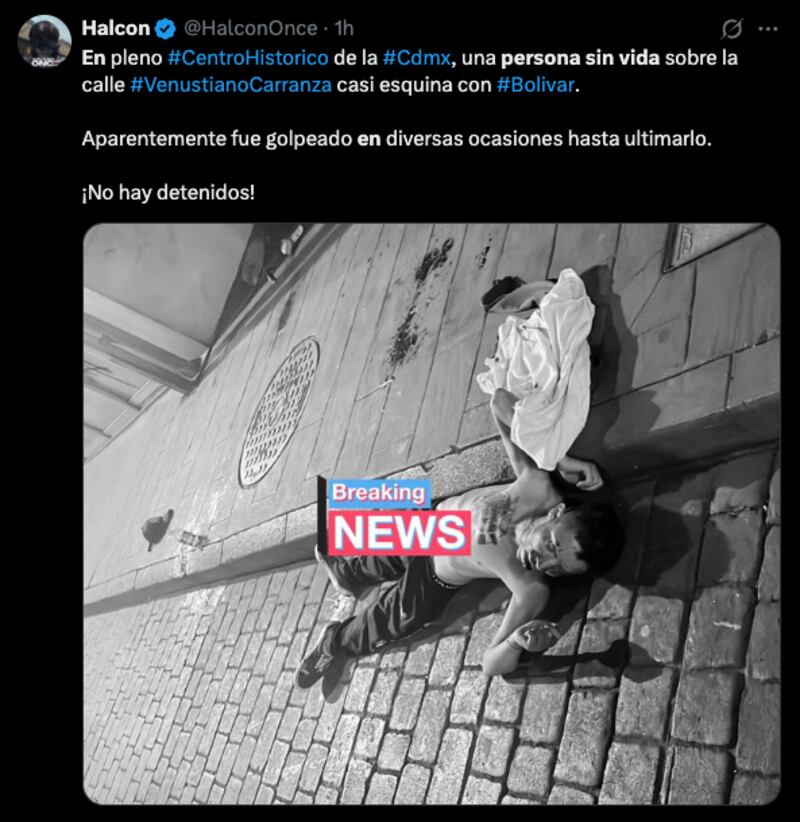 Persona sin vida en la CDMX