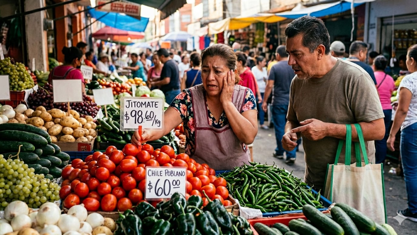 La inflación en México bajó a 4.45%, pero frutas y verduras se dispararon más de 21% en un solo mes.