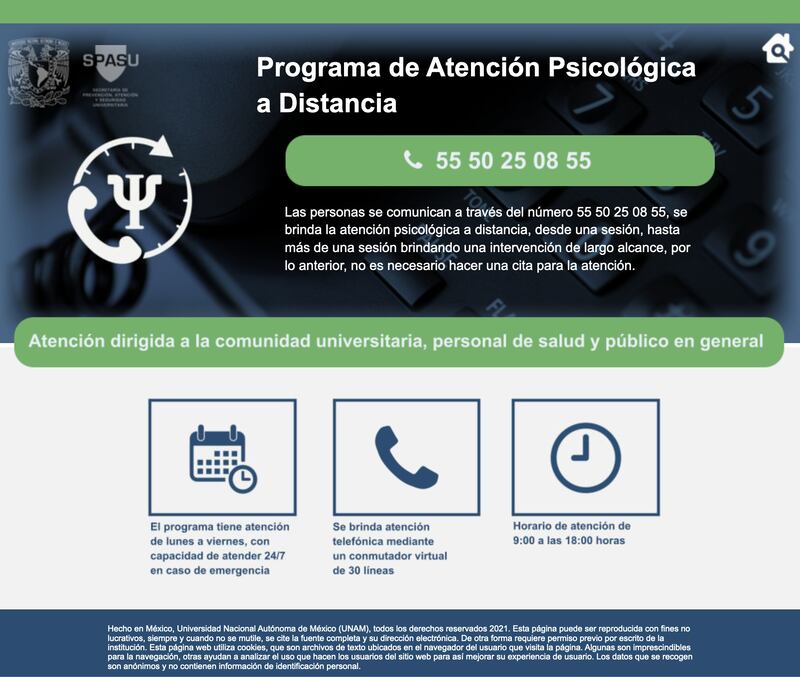 UNAM ayuda psicológica