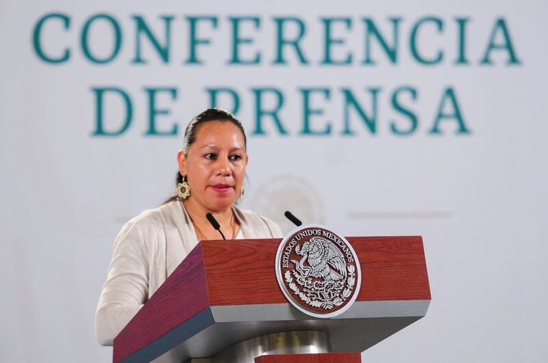 CIUDAD DE MÉXICO, 28JULIO2021.- Andrés Manuel López Obrador, presidente de México, encabezó la conferencia mañanera de este miércoles y donde estuvo acompañado por Rosa Icela Rodríguez, titular de la Secretaría de Seguridad y Protección Ciudadana, María Luisa Albores, secretaria de Medio Ambiente y por Elizabeth Vilchis, encargada de la sección, Quién es Quién en las Mentiras. Durante la conferencia se llevó a cabo el derecho de réplica del periodista Julio Hernández "Astillero". FOTO: DANIEL AUGUSTO /CUARTOSCURO.COM