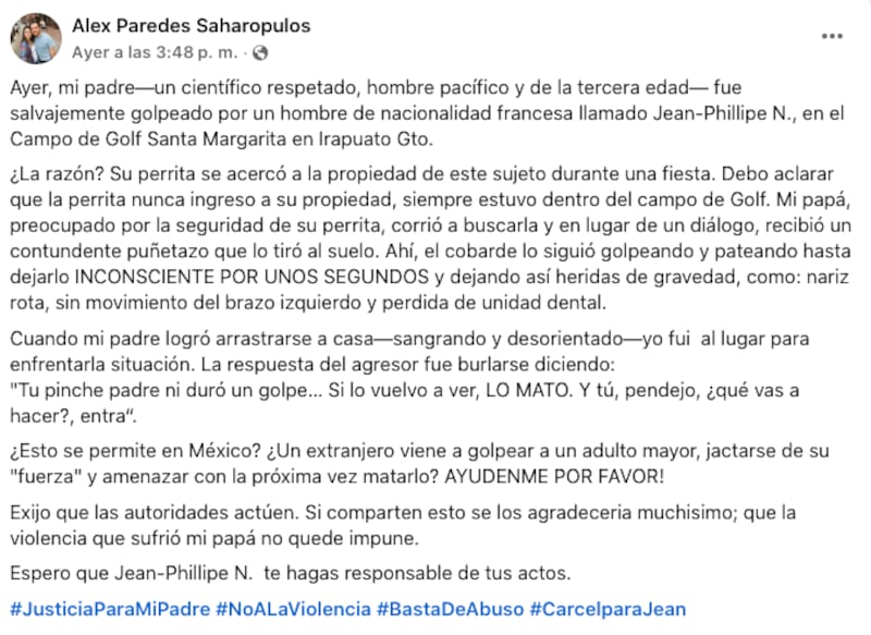 Francés golpea salvajemente a científico mexicano en Irapuato