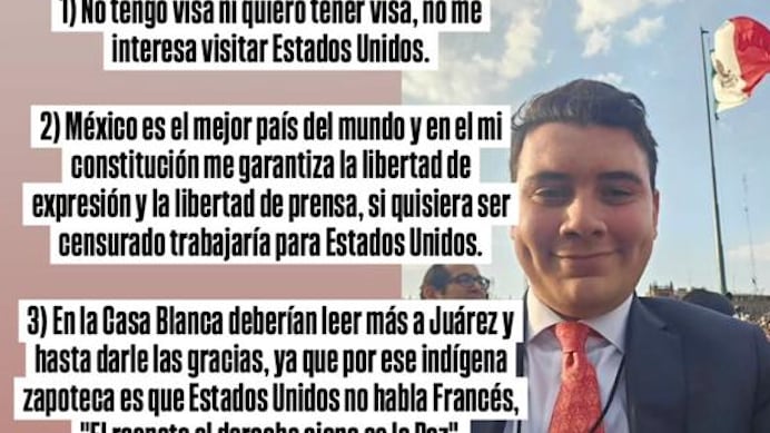 Pedrero aseguró que no posee visa estadounidense ni le interesa tramitarla.