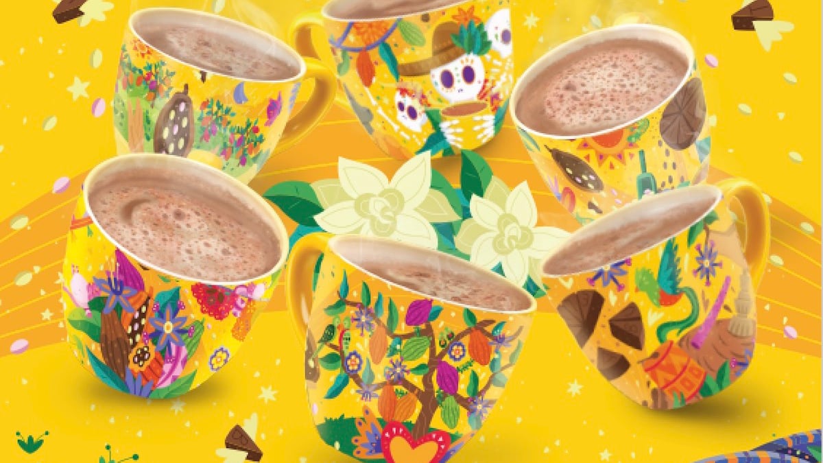 La colección de tazas de Chocolate Abuelita está ilustrada por la artista Mariana Pulido quien se inspiró en seis elementos característicos de México: colores, aromas, música, trabajo, familia y tradición.