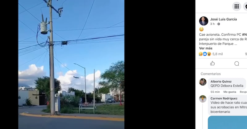 Así informaba José Luis García sin tener conocimiento de los ocupantes de la avioneta