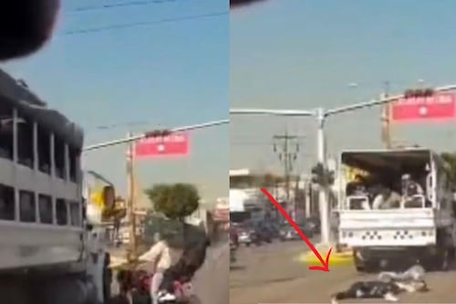 Video: Camión de la Guardia Nacional arrolla a pareja en motoneta; reportan un muerto